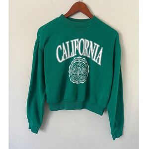 H&M Divided Green California State University Cropped Sweatshirt XS preppy